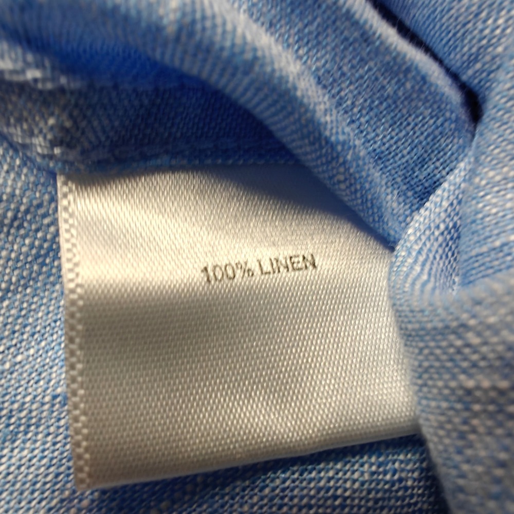 Collars & Co Mens Light Blue 100% Linen Long Sleeve Button Down Shirt Size L - Picture 6 of 15